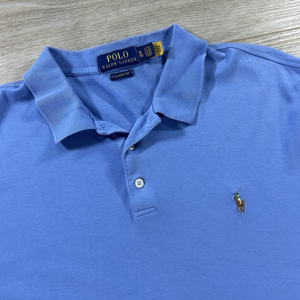 Polo Ralph Lauren XL Soft Golf Polo Classic Fit Short Sleeve Blue Flesh Pony - Picture 2 of 9